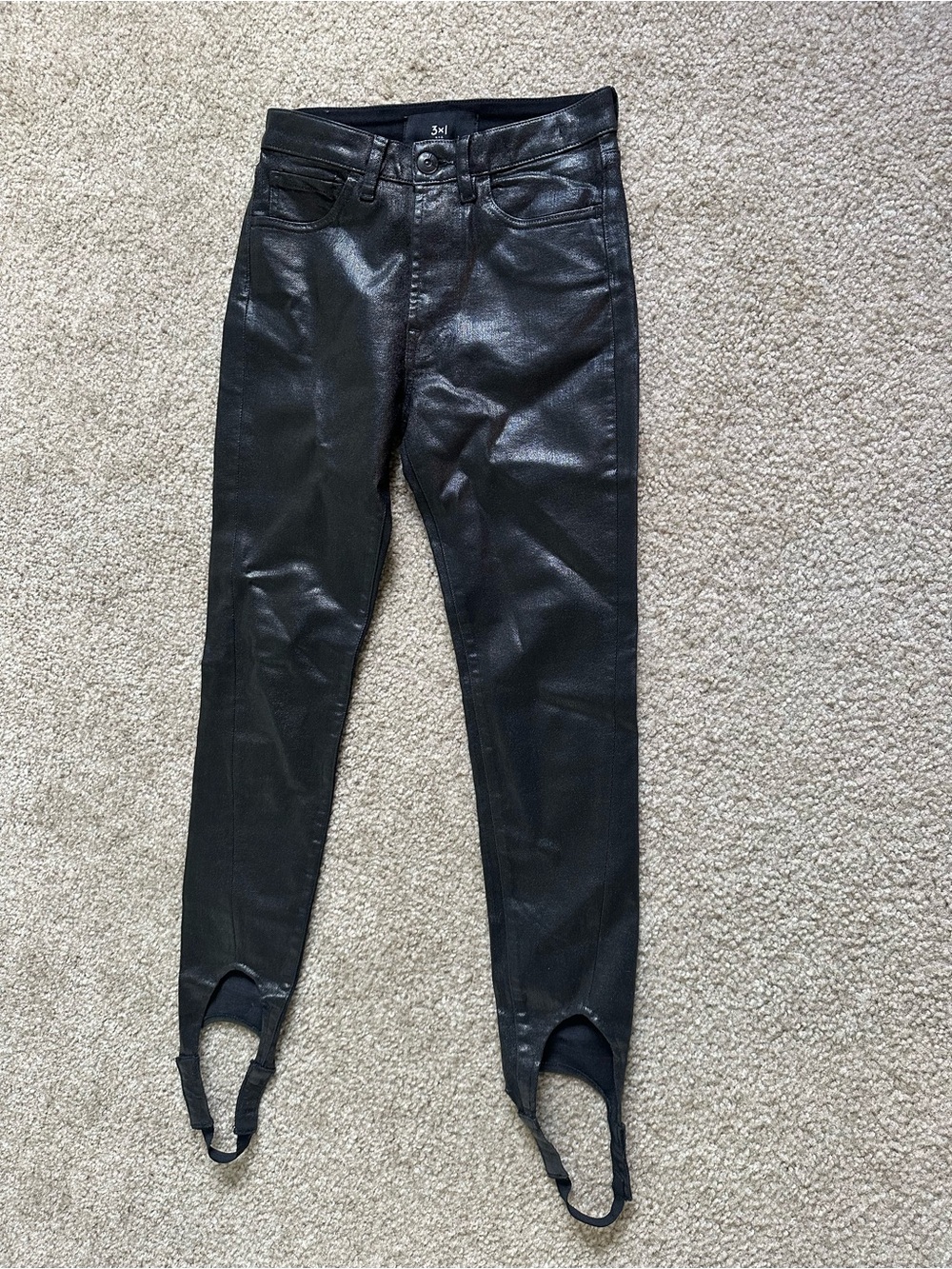Black Coated Stirrup Jeans